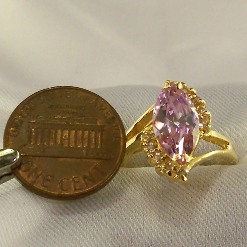 NEW Purple Marquise Cut Cubic Zirconias Gold DESIGNER Ring